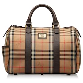 Burberry-Burberry Brown Haymarket Check Boston-Brown,Beige