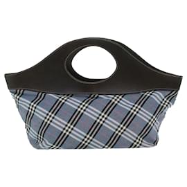 Burberry-BURBERRY Nova Check Blue Label Hand Bag Canvas Blue Black pink Auth hk618-Blue