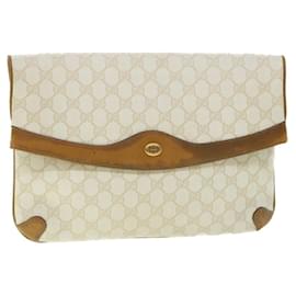 Gucci-GUCCI GG Canvas Clutch Bag PVC Leather White 156.02.075 auth 50774-White