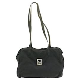 Fendi-FENDI Zucca Canvas Tote Bag Black Auth rd1023-Black
