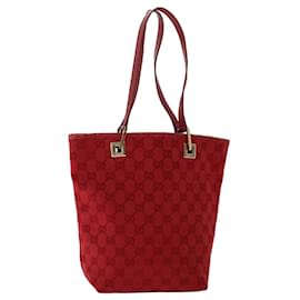 Gucci-GUCCI GG Canvas Hand Bag Red 0021099 auth 50163-Red
