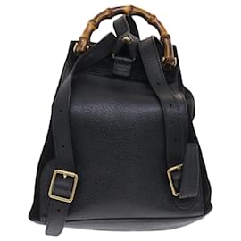 Gucci-GUCCI Bamboo Backpack Suede Black 003.1705.0030 auth 49982-Black