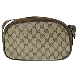Gucci-GUCCI GG Canvas Shoulder Bag Leather Beige 001 067 1283 Auth bs7335-Brown