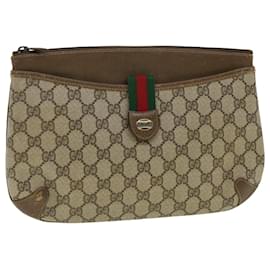 Gucci-GUCCI GG Canvas Shoulder Bag PVC Leather Beige 904.02.026 auth 40371-Brown