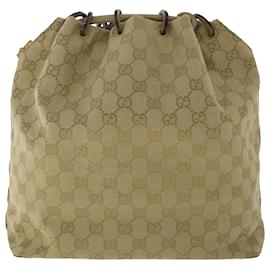 Gucci-GUCCI GG Canvas Shoulder Bag Beige Auth ep1301-Brown