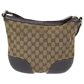 Gucci-GUCCI GG Canvas Shoulder Bag Beige 257072 Auth th3852-Brown