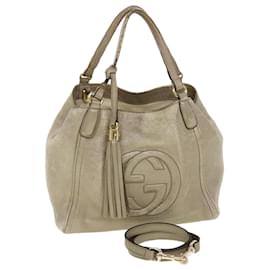 Gucci-GUCCI Soho Shoulder Bag Leather 2way Silver 336751 auth 41022-Metallic