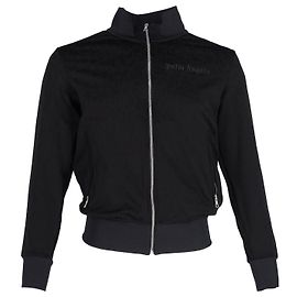 Palm Angels Palm Angel Leo Tonal Leopard Print Track Jacket in Black Polyamide Black