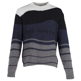 Off White Pull Off-White Logo Intarsia en Laine Vierge Multicolore Multicolore