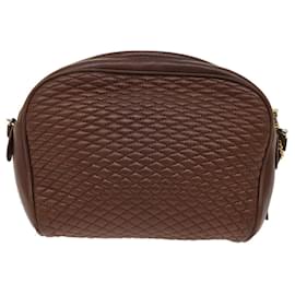 Bally-BALLY Quilted Chain Shoulder Bag Leather Brown Auth ep1276-Brown