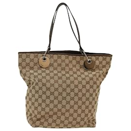 Gucci-GUCCI GG Canvas Shoulder Bag Beige 120836 auth 49886-Brown