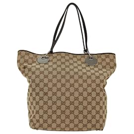 Gucci-GUCCI GG Canvas Shoulder Bag Beige 120836 auth 49886-Brown