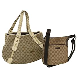 Gucci-Gucci GG Canvas shoulder bag 2Set Beige Auth yt920-Brown