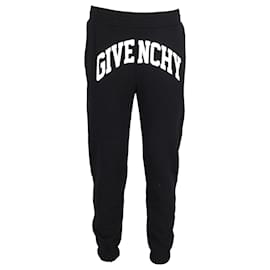 Givenchy-Givenchy Pantalon de survêtement à logo imprimé sur le devant en coton noir-Noir