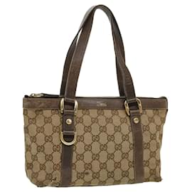 Gucci-GUCCI GG Canvas Hand Bag Beige Auth ki2336-Brown