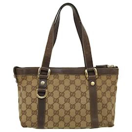Gucci-GUCCI GG Canvas Hand Bag Beige Auth ki2336-Brown