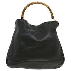 Gucci-GUCCI Bamboo Shoulder Bag Leather 2way Black 001.1577.200047 Auth ki2750-Black