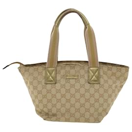 Gucci-GUCCI Sherry Line GG Canvas Tote Bag Beige Pink gold 131228 auth 37407-Brown