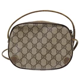 Gucci-GUCCI GG Canvas Web Sherry Line Shoulder Bag Beige Red 89.02.066 Auth yk8057-Brown