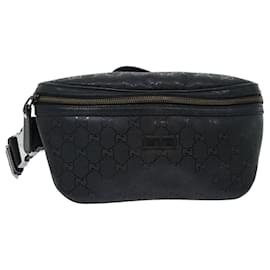 Gucci-GUCCI GG Canvas Body Bag PVC Leather Black 233269 Auth yk8133b-Black