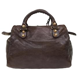 Balenciaga-BALENCIAGA The Giant City Hand Bag Leather Brown 207806 Auth ki3269-Brown