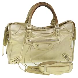 Balenciaga-BALENCIAGA City Bag Hand Bag Leather 2way Gold 115748 8091 J 002123 Auth am3828-Metallic