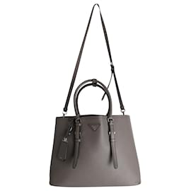 Prada-Prada Double Handle Tote Bag in Grey Saffiano Leather -Grey
