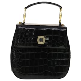 Versus Versace-Gianni Versace Hand Bag Leather Black Auth bs5586-Black
