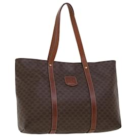 Céline-CELINE Macadam Canvas Tote Bag PVC Leather Brown Auth fm2373-Brown