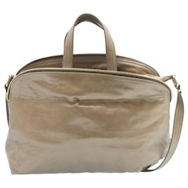 Fendi-Fendi Zucca 2Way Shoulder Bag Hand Bag Leather Brown Auth hs269-Brown