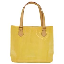 Louis Vuitton-Bolsa de mão LOUIS VUITTON Monograma Vernis Houston amarelo limão M91055 Autenticação de LV 50669-Amarelo