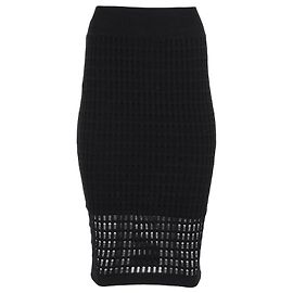 T by Alexander Wang Offener Strick-Midirock aus schwarzer Viskose Schwarz