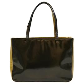 Prada-PRADA Hand Bag Patent leather Khaki Auth ar10017b-Green