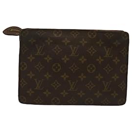 Louis Vuitton-Bolso de mano con monograma Pochette Homme de LOUIS VUITTON M51795 LV Auth 50111-Castaño
