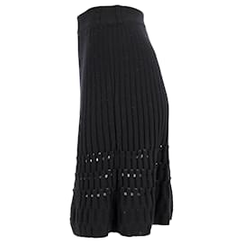 Hugo Boss-Hugo Boss Ribbed Open Knit Skirt in Black Cotton-Black