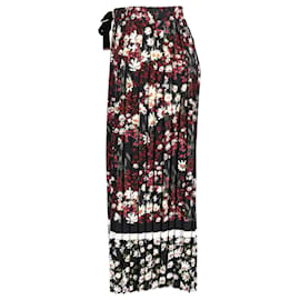 Autre Marque-Calça cortada floral em madrepérola com pernas largas em seda multicolor-Multicor
