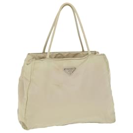Prada-PRADA Hand Bag Nylon Cream Auth 38288-White