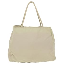 Prada-PRADA Hand Bag Nylon Cream Auth 38288-White