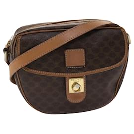 Céline-CELINE Macadam Canvas Shoulder Bag PVC Leather Brown Auth rd4009-Brown