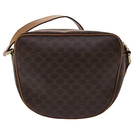 Céline-CELINE Macadam Canvas Shoulder Bag PVC Leather Brown Auth rd4009-Brown