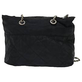 Prada-PRADA Quilted Chain Shoulder Bag Nylon Black Auth 50598-Black