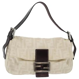 Fendi-FENDI Zucca Canvas Mamma Baguette Sac à bandoulière Cuir Beige Auth yk8097b-Marron