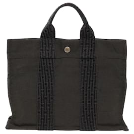Hermès-HERMES Her Line Hand Bag PM Canvas Gray Auth 50432-Grey