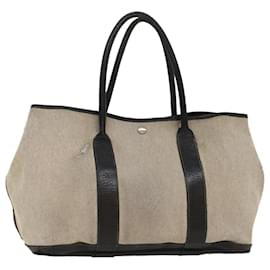 Hermès-HERMES Garden Party Hand Bag Canvas Gray Auth bs7342-Grey