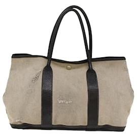 Hermès-HERMES Garden Party Sac à main Toile Gris Auth bs7342-Gris