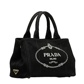 Prada-Canapa Logo Handbag-Black