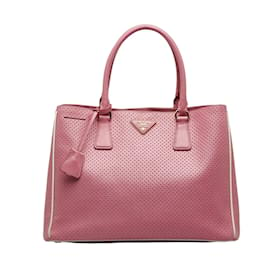 Prada-Perforated Saffiano Tote Bag-Pink