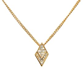 Dior-Rhinestone Diamond Pendant Necklace-Golden