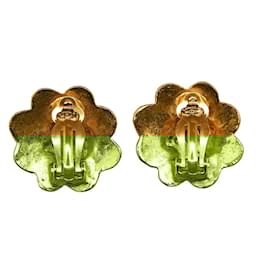 Chanel-CC Flower Clip On Earrings-Golden