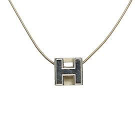 Hermès-Cage d'H Pendant Necklace-Silvery